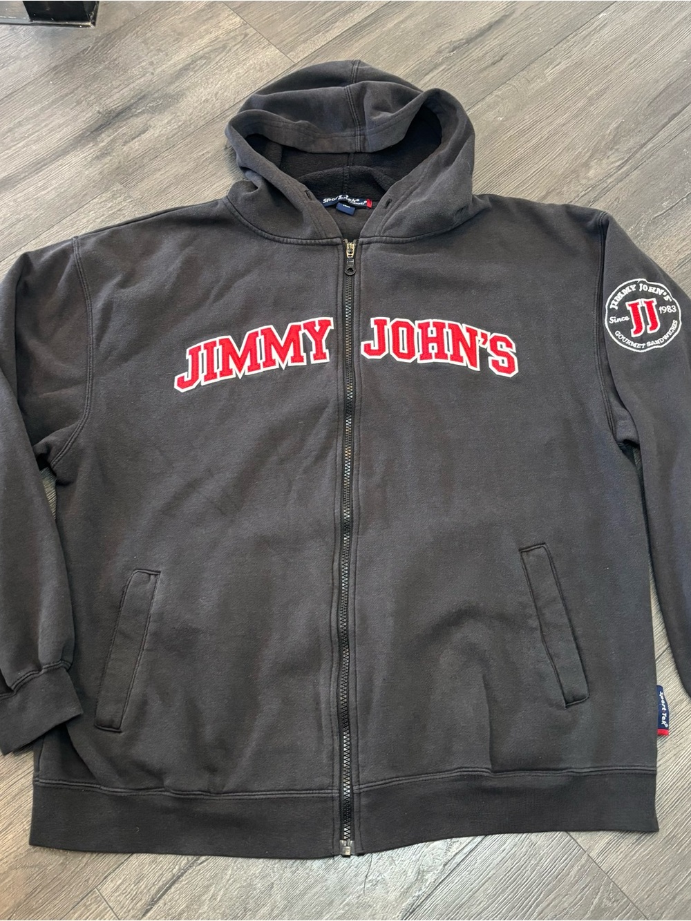 Jimmy John's Hoodie Mens L Full Zip Sandwiches Sweatshirt Long Sleeve Logo